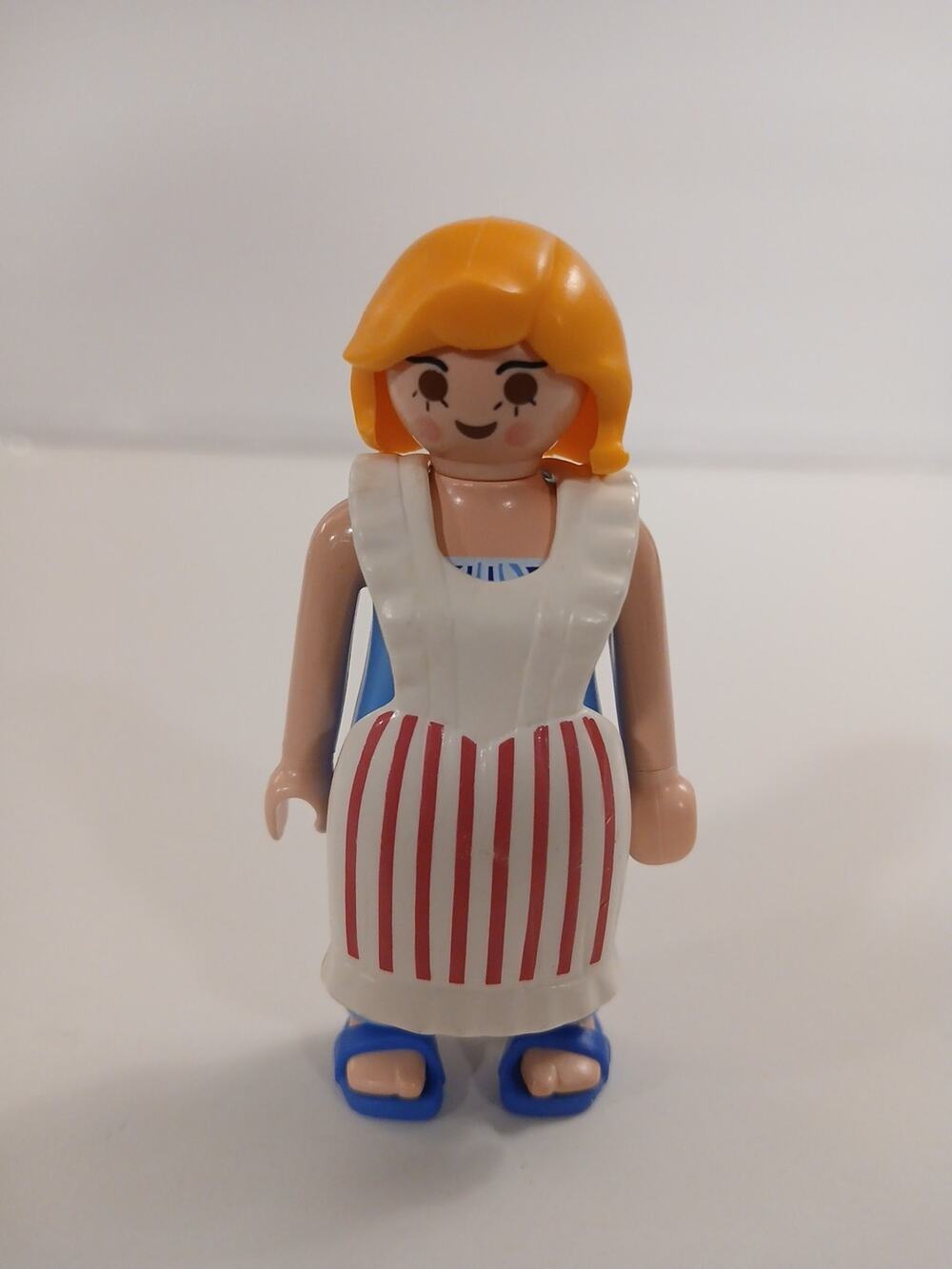PLAYMOBIL Women Figure, Mommy Figure, Wearing Apron Blue Flip Flops House Shoes